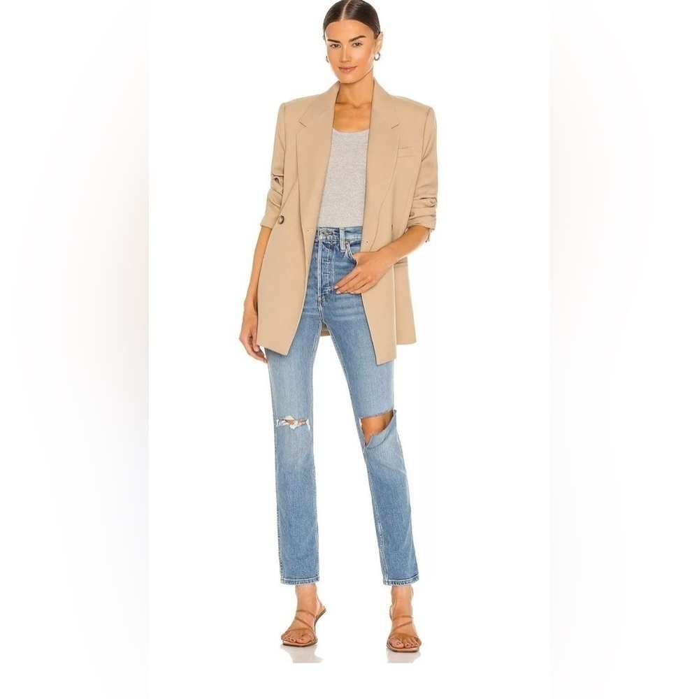 Re/Done Originals 80s Slim Straight Brisk Blue With Rips Women's Size 25